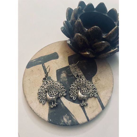 Unique silver boho TURKEY DANGLE EARRINGS - Picture 7 of 7